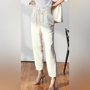 Express Super High Waisted Belted Linen-Blend Paperbag Ankle Pant Size 14R NWT
